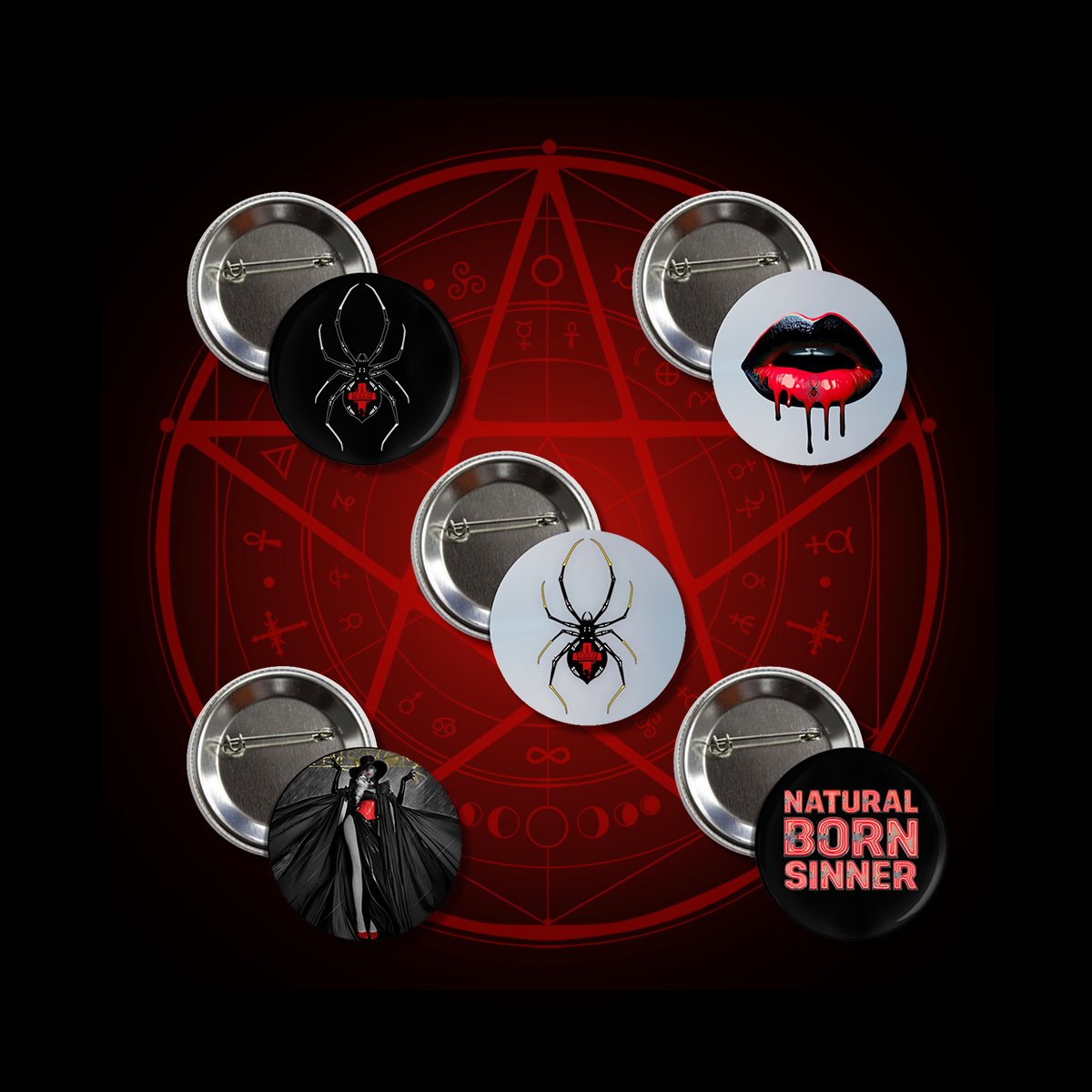 Black Widow Button Set